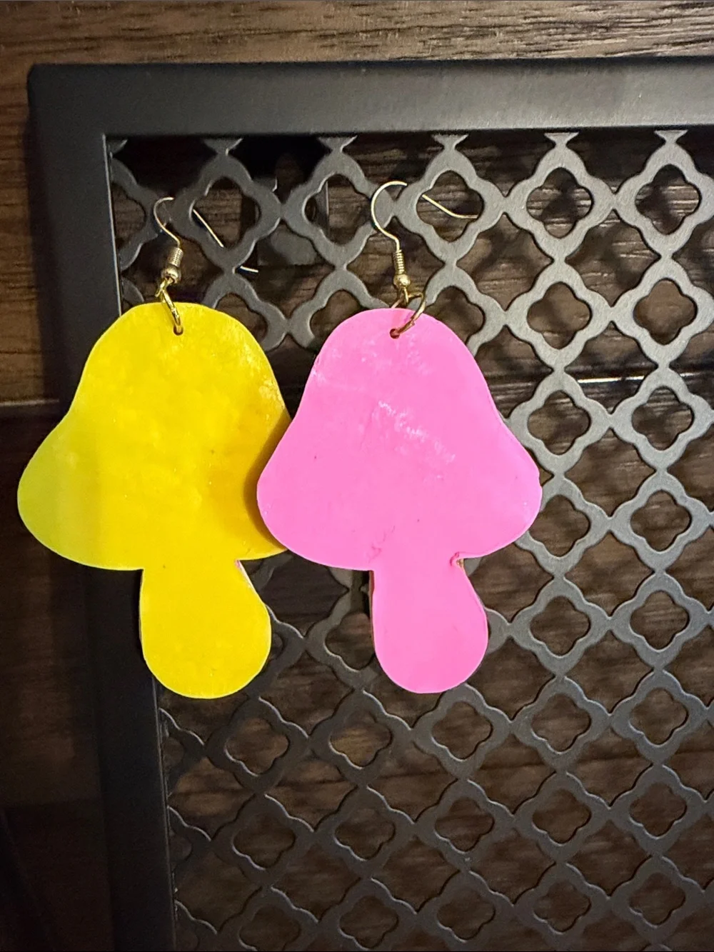Mushroom Earrings - Pink & Yellow